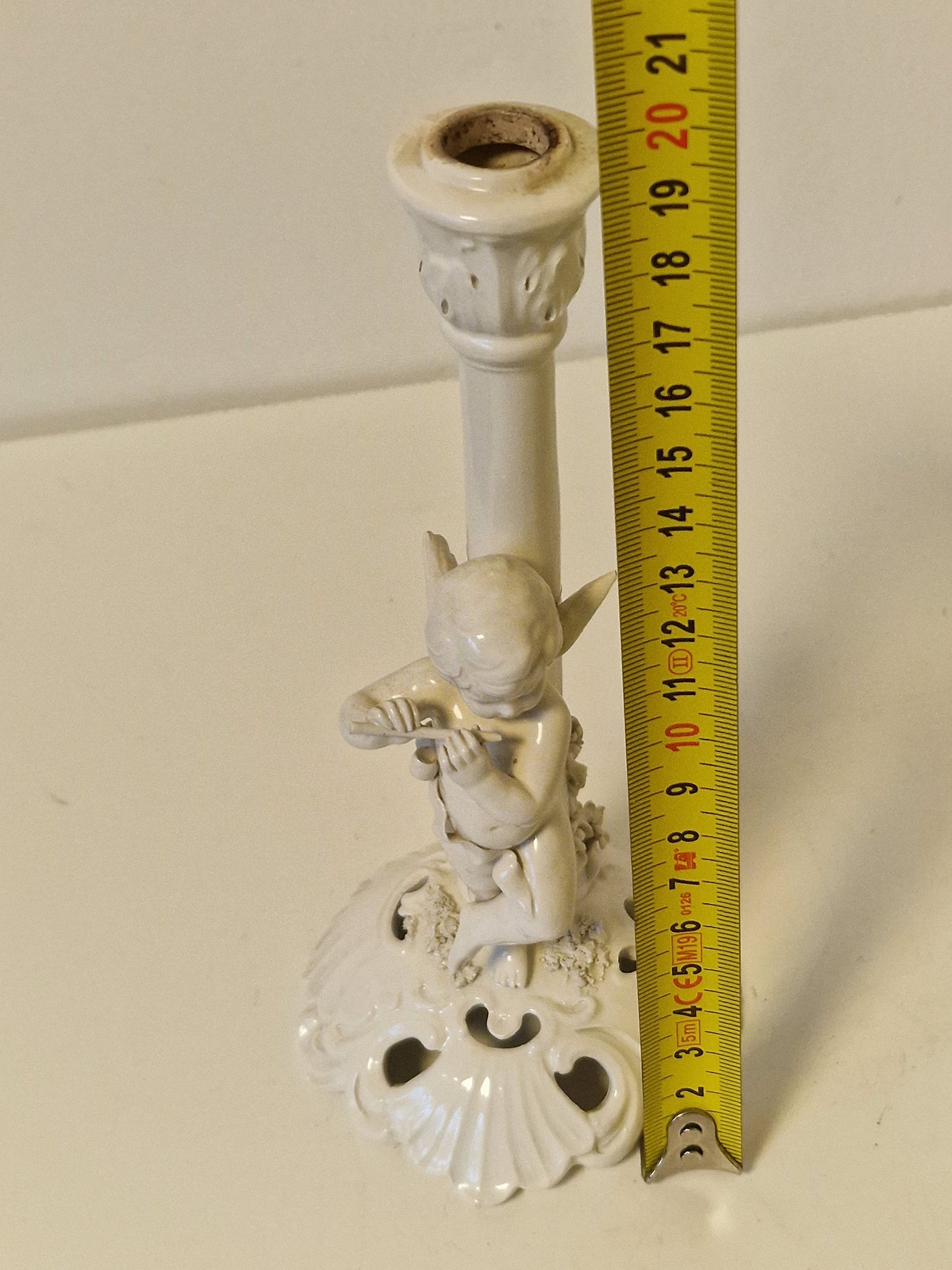 TRIADE Perdomello Basso BENACCHIO cherub candlestick, Italian antiques porcelain 19th century