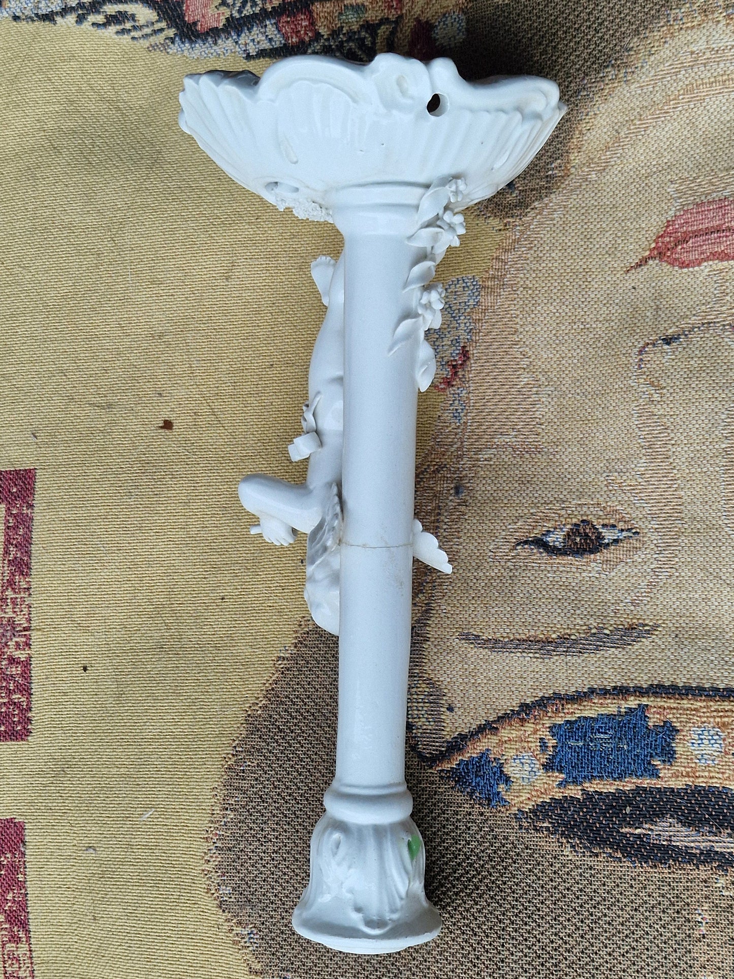 TRIADE Perdomello Basso BENACCHIO cherub candlestick, Italian antiques porcelain 19th century