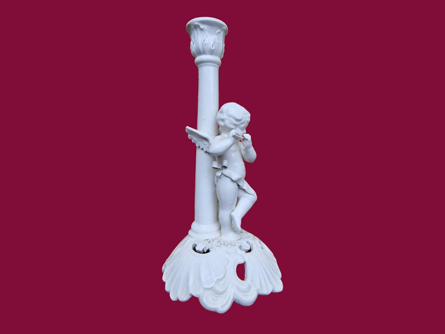 TRIADE Perdomello Basso BENACCHIO cherub candlestick, Italian antiques porcelain 19th century