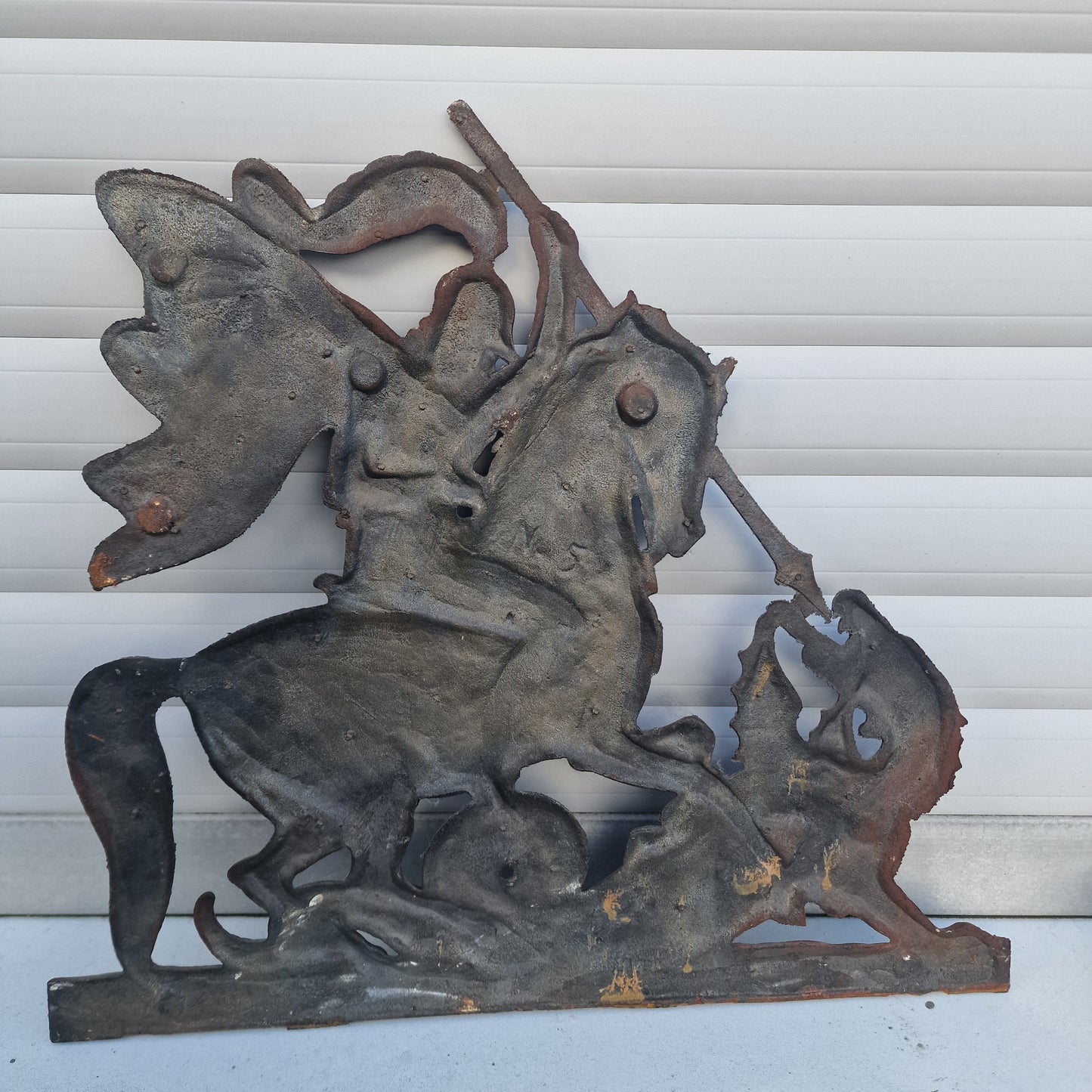 Vintage Iron 3D Saint George and The Dragon Plaque (38 x 41 cm)