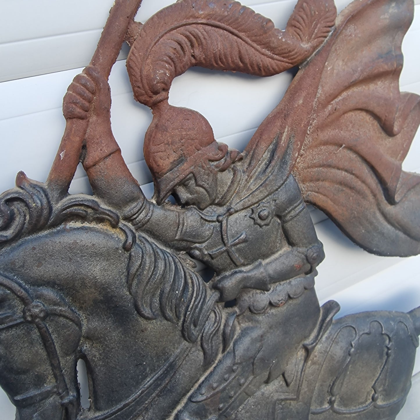 Vintage Iron 3D Saint George and The Dragon Plaque (38 x 41 cm)