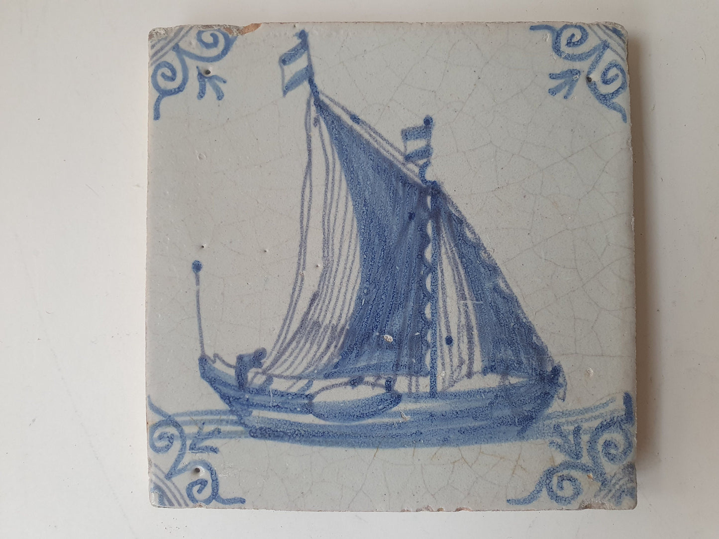 Dutch Delft Tile – 17th Century Sailing Ship