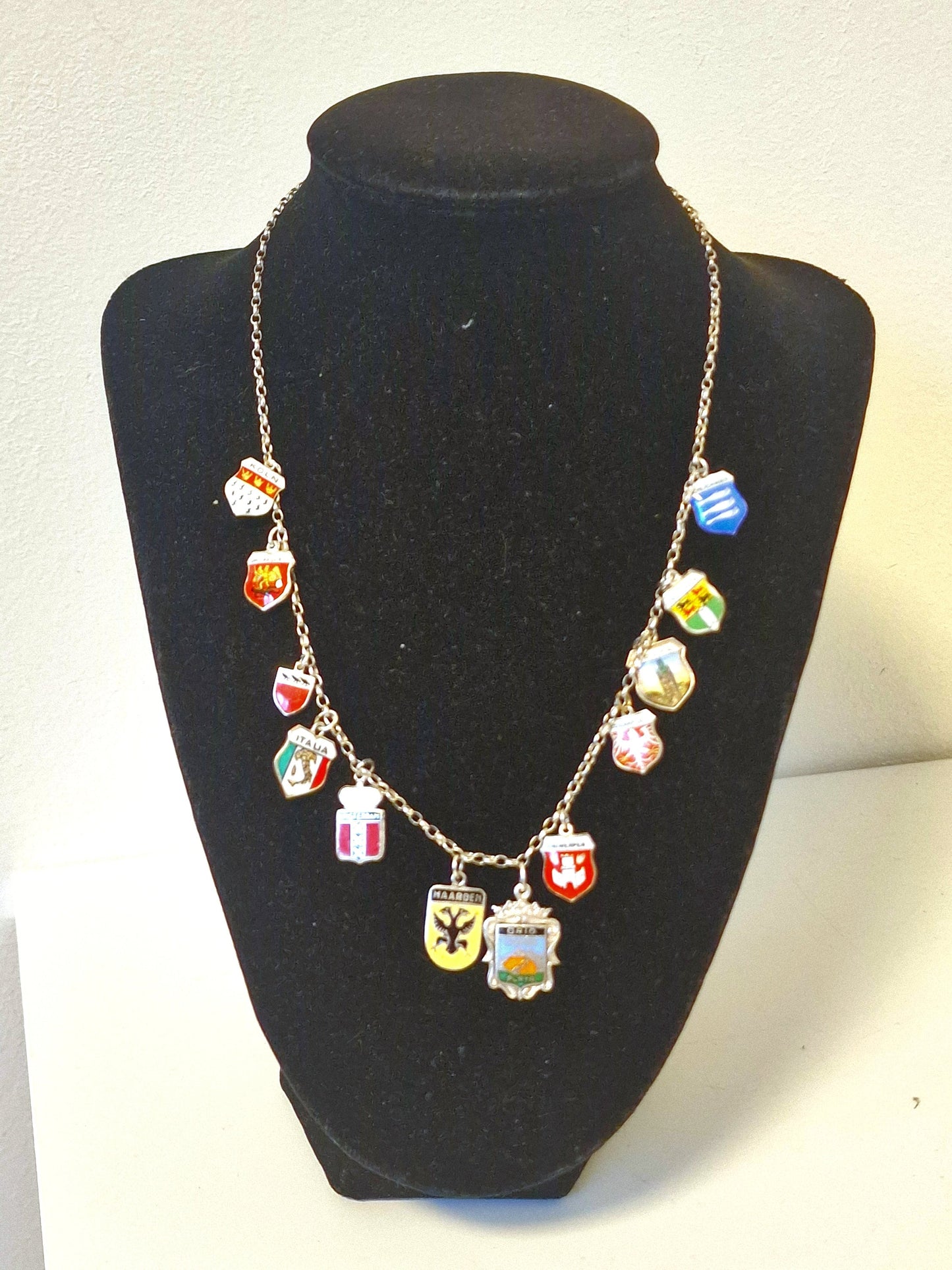 Vintage Silver European Coat of Arms Charm Necklace