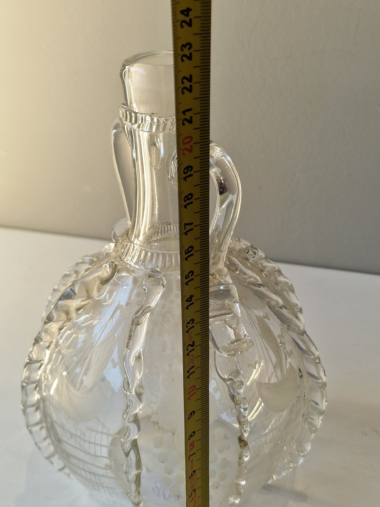 antieke Glazen bruidsfles, 19e eeuw  Hollandse friesche cultuur, dutch brides flask karaf