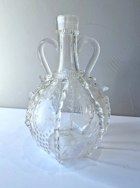 antieke Glazen bruidsfles, 19e eeuw  Hollandse friesche cultuur, dutch brides flask karaf