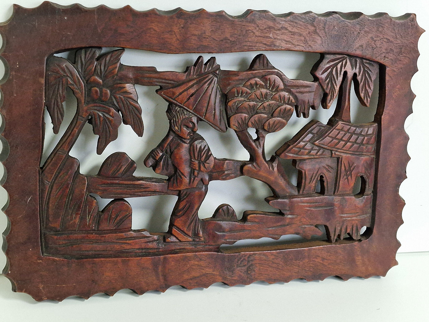Antique Chinese Wood Carving Panel, Republic Era