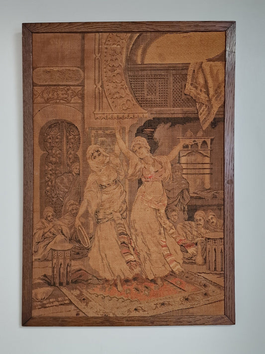 19th century framed gobelin 1850, oosterse voorstelling