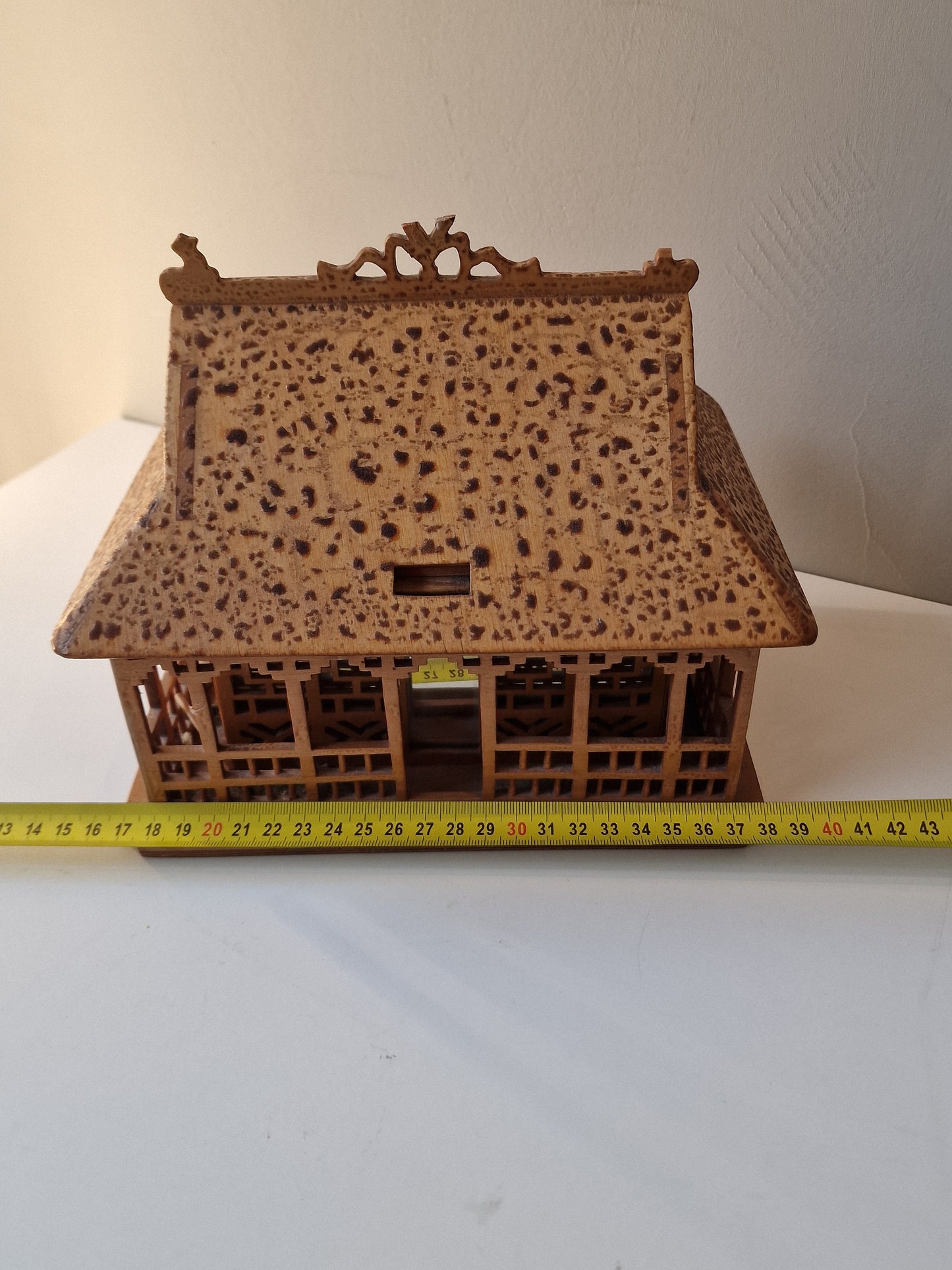 Handmade Wood House Box, Secret Compartment, WW2 Love Token, 1942