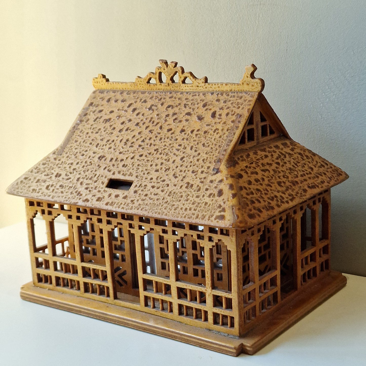 Handmade Wood House Box, Secret Compartment, WW2 Love Token, 1942