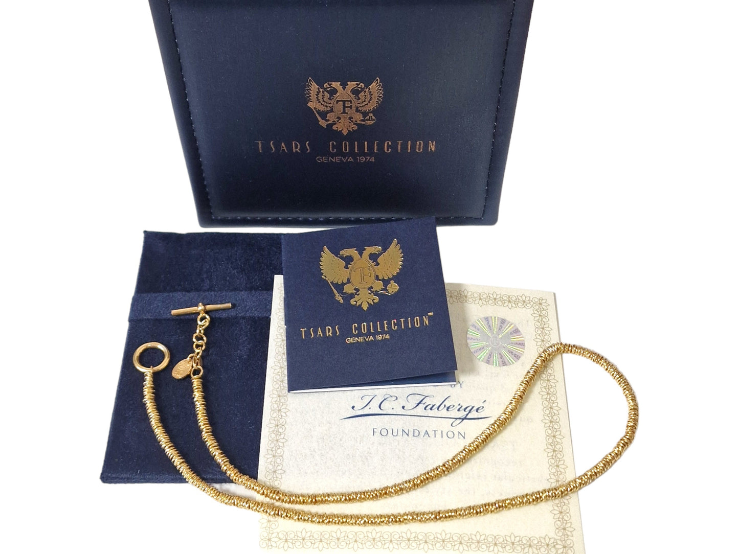Fabergé Sterling Silver Gilded Necklace, Tsars Collection, Boxed with COA faberge