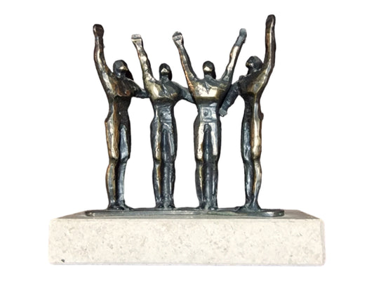 Bronze Figure Sculpture on Marble Base, Dutch Designer Art, 14 cm