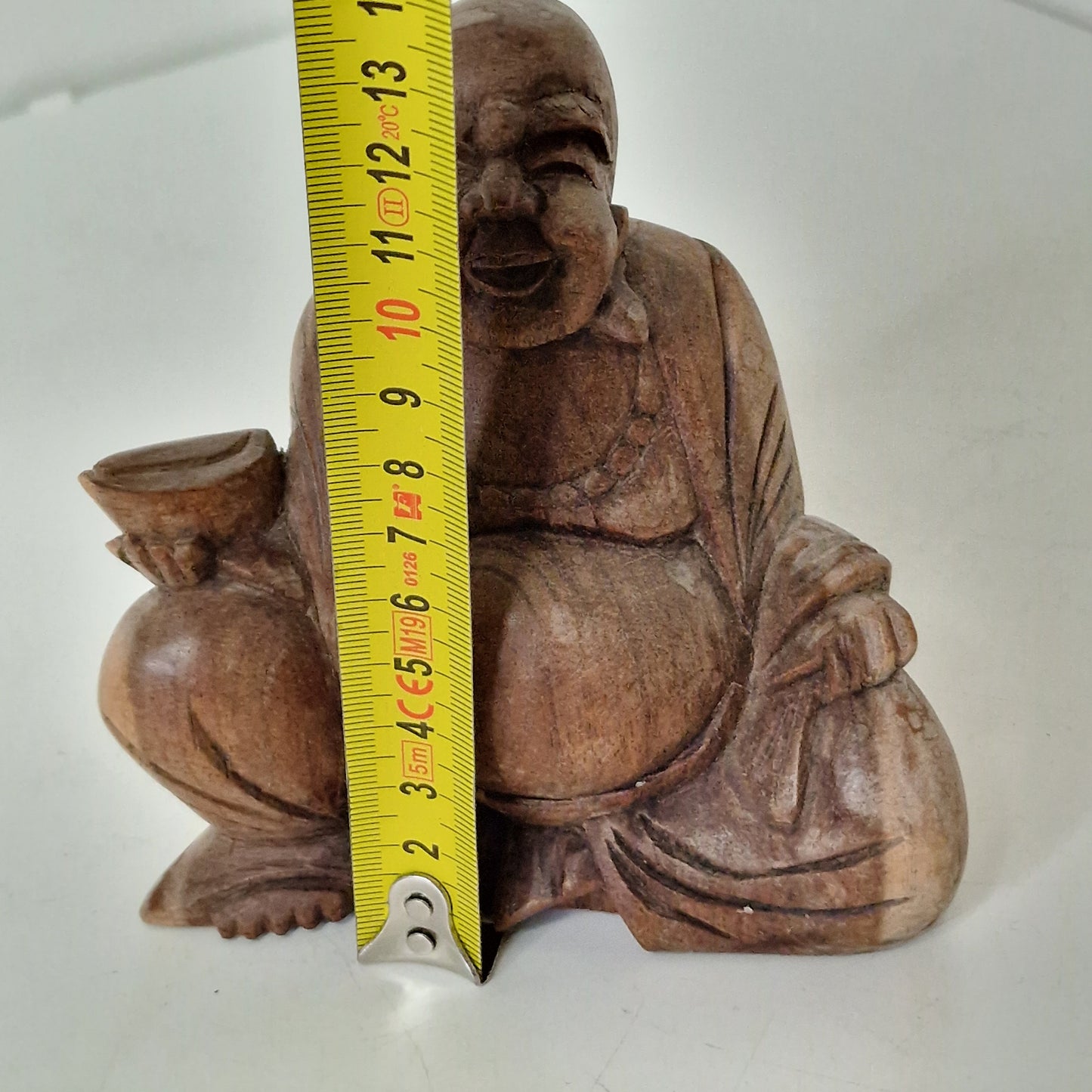 Vintage Hand Carved Wooden Buddha Statue, Folk Art Figurine