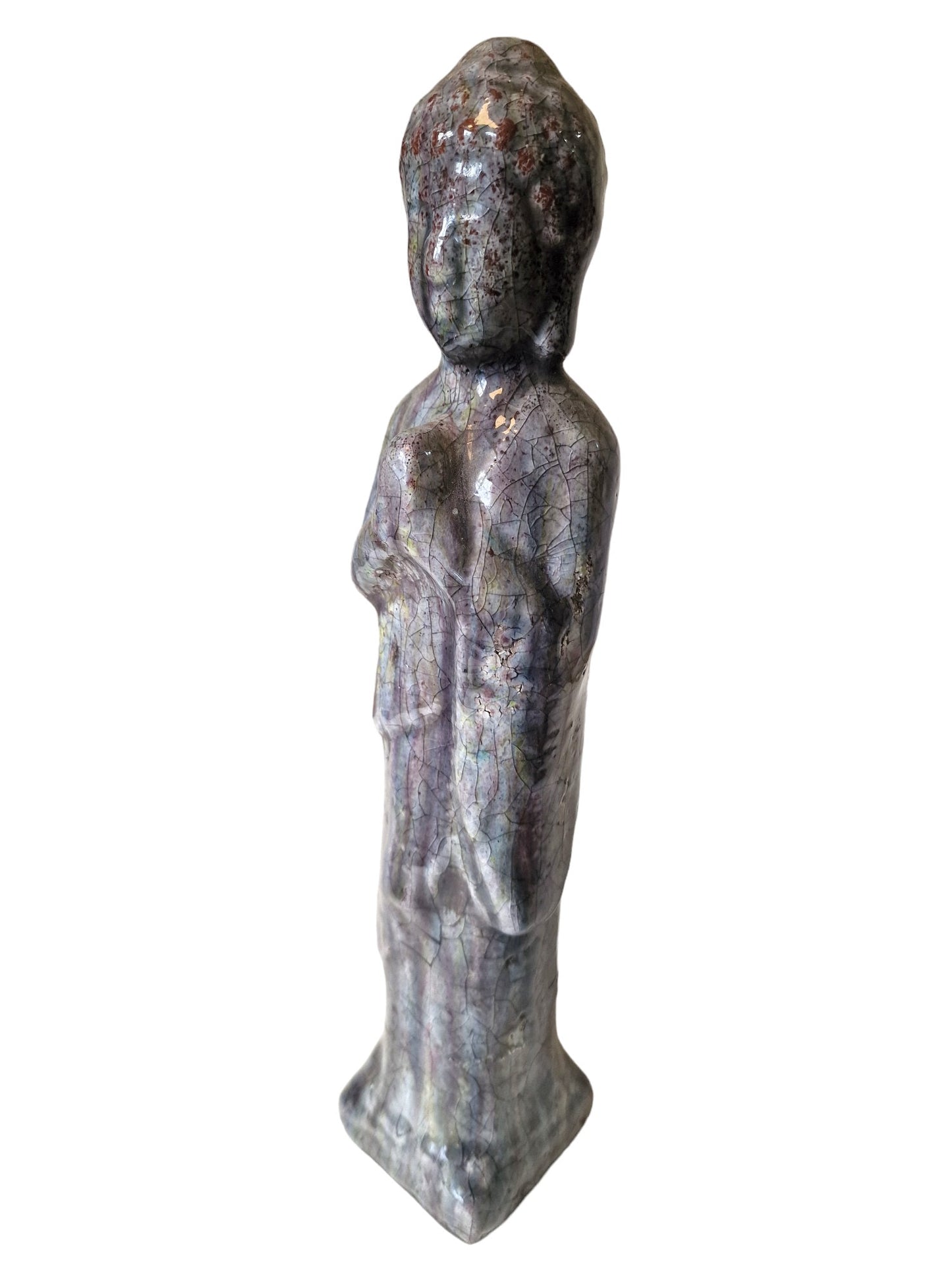 38 cm Large Raku glaze ceramic Buddha vintage lusterglaze lusterglazuur boedha old vintage