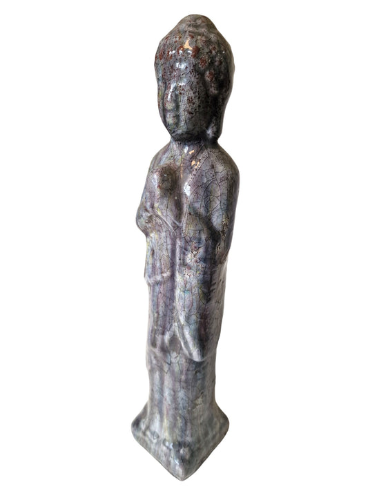 38 cm Large Raku glaze ceramic Buddha vintage lusterglaze lusterglazuur boedha old vintage