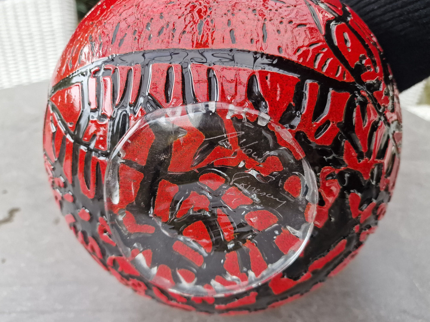 Mihai Topescu Art Glass Vase, XL Red Gallery Vase, Signed