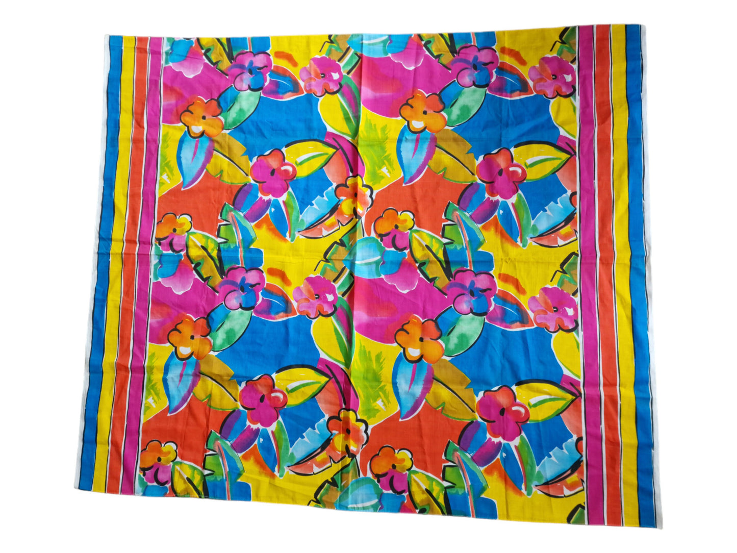 Mary Quant Giclee Linen Fabric, Colorful Floral Print (130 x 155 cm)