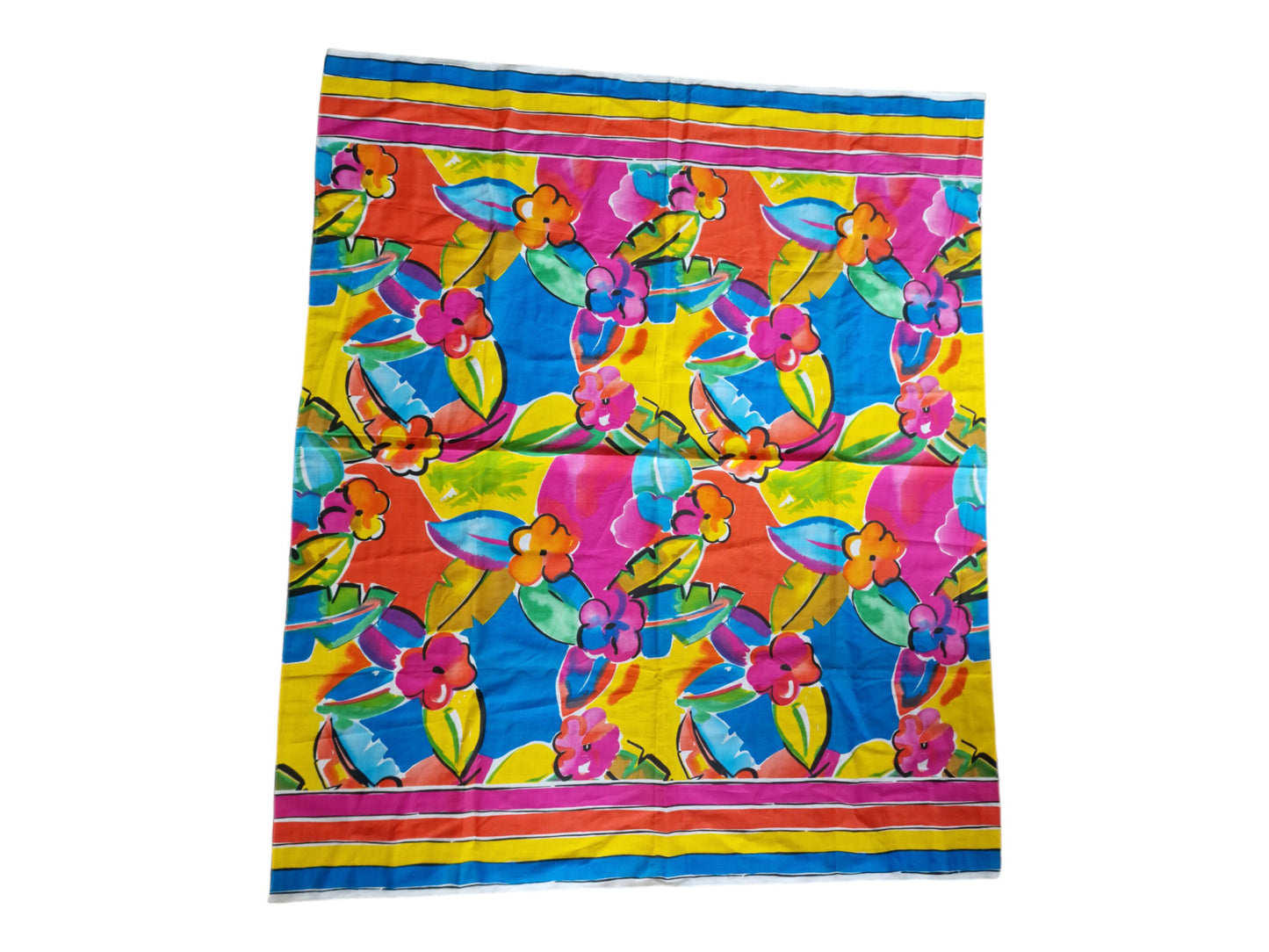 Mary Quant Giclee Linen Fabric, Colorful Floral Print (130 x 155 cm)