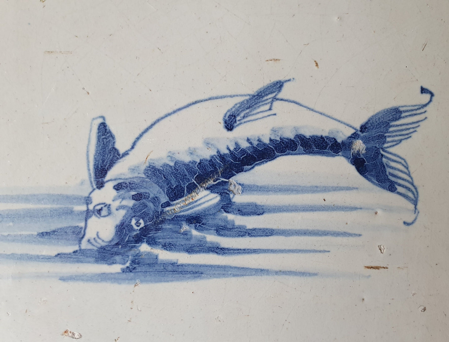 Antique Dutch Delft Tile – Fish Design, 17th Century