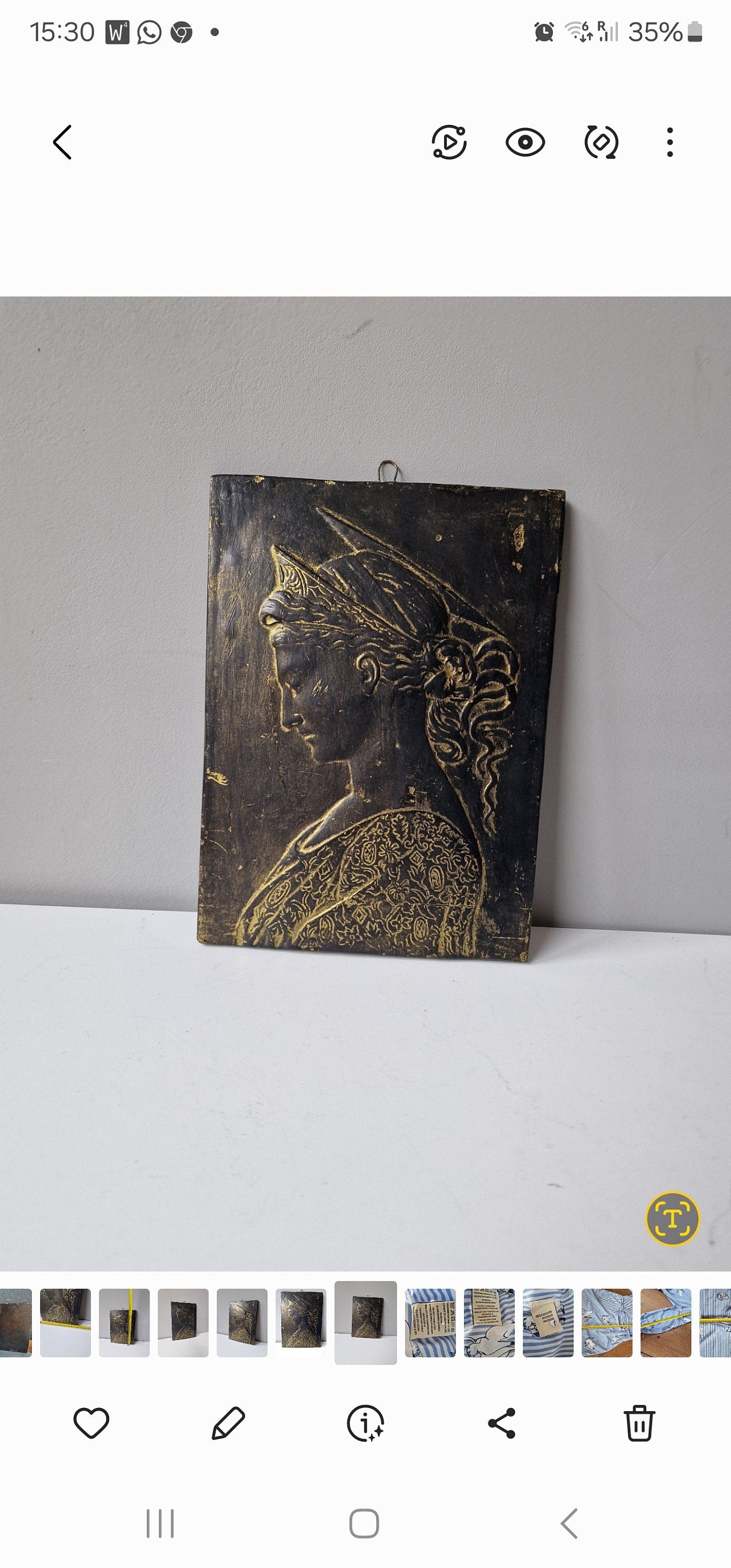 Antique French Art Nouveau Ceramic Plaque, Woman Profile Relief