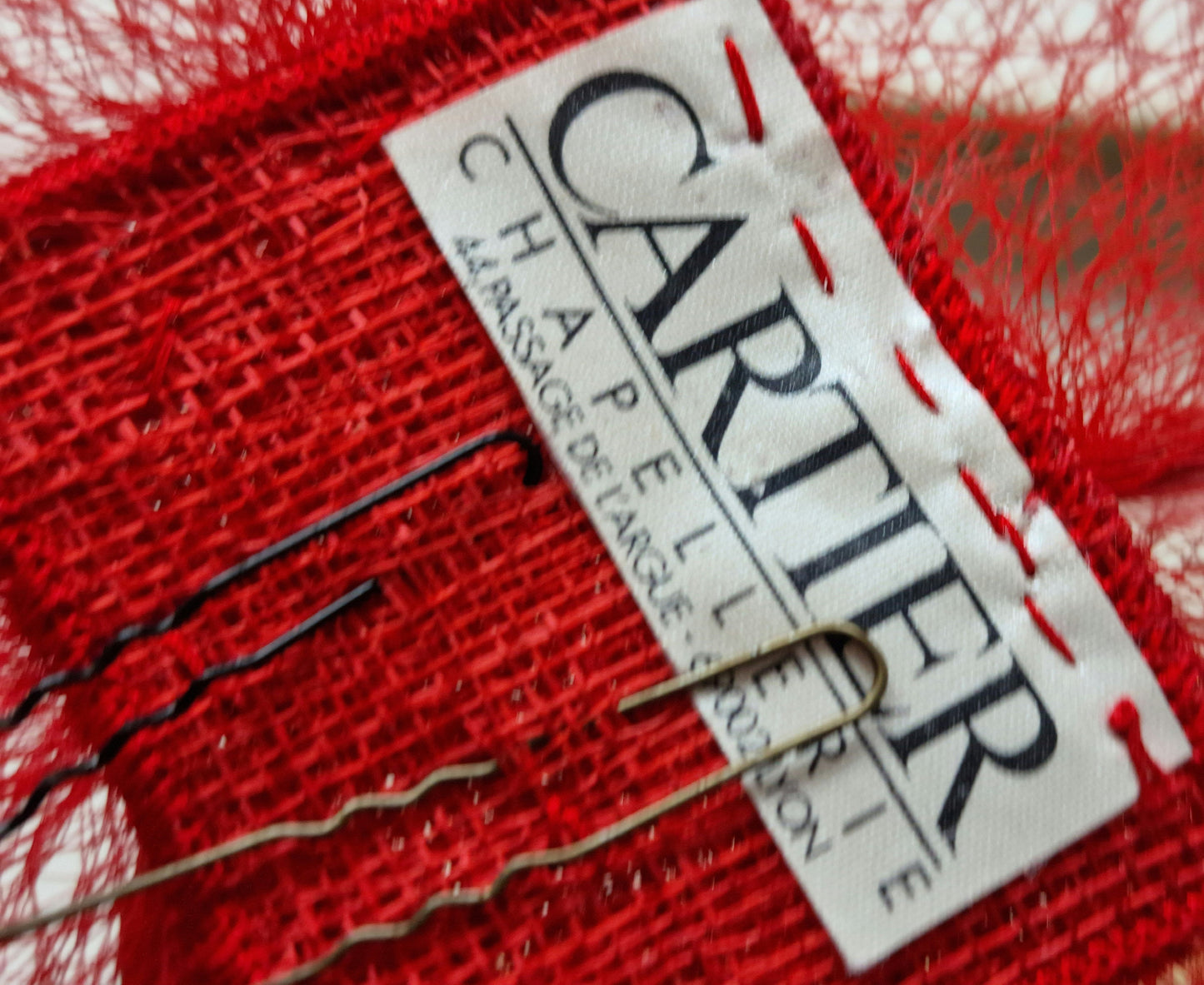 Vintage Red Mesh Fascinator Hat - French Royal Style