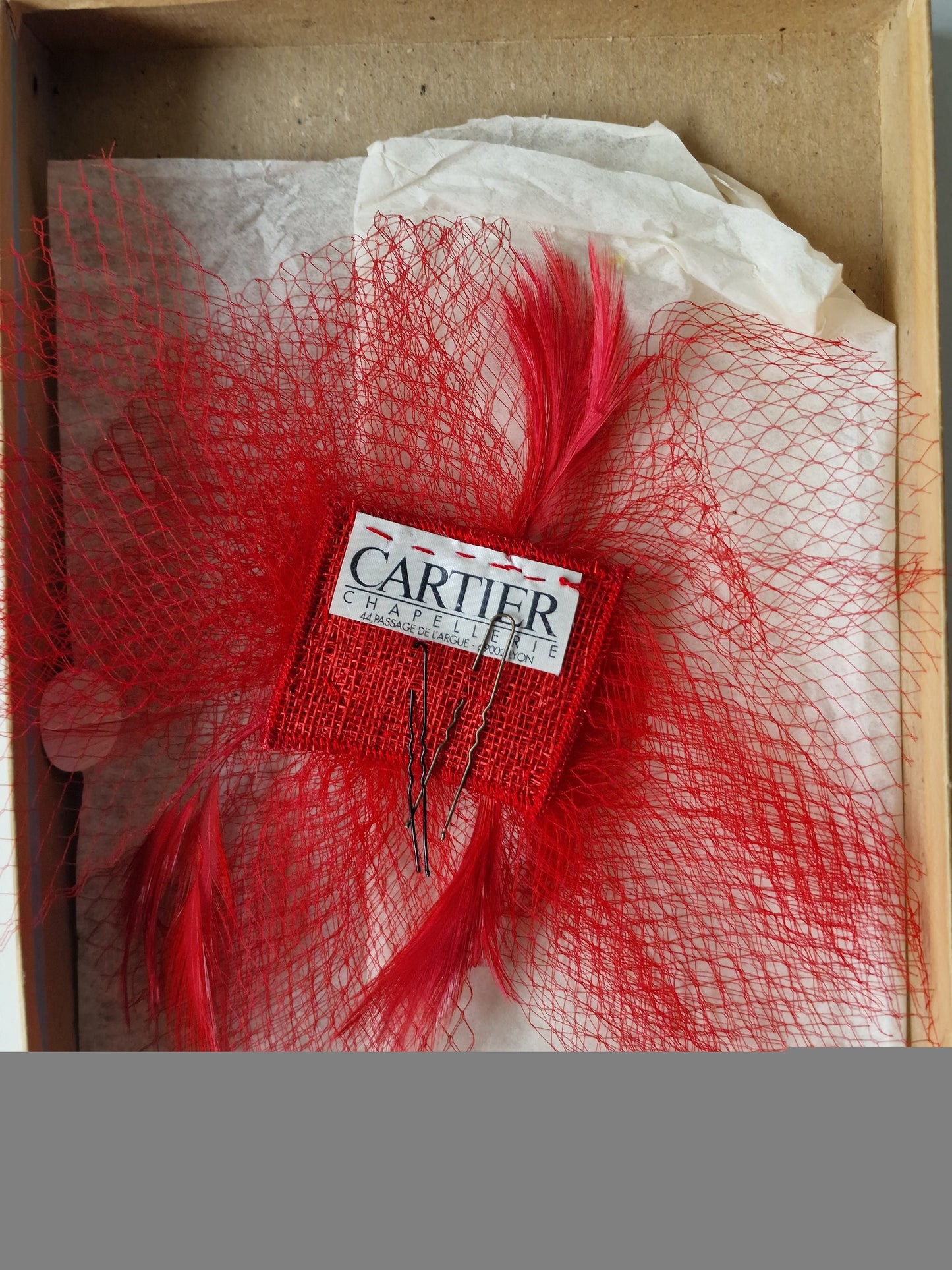 Vintage Red Mesh Fascinator Hat - French Royal Style