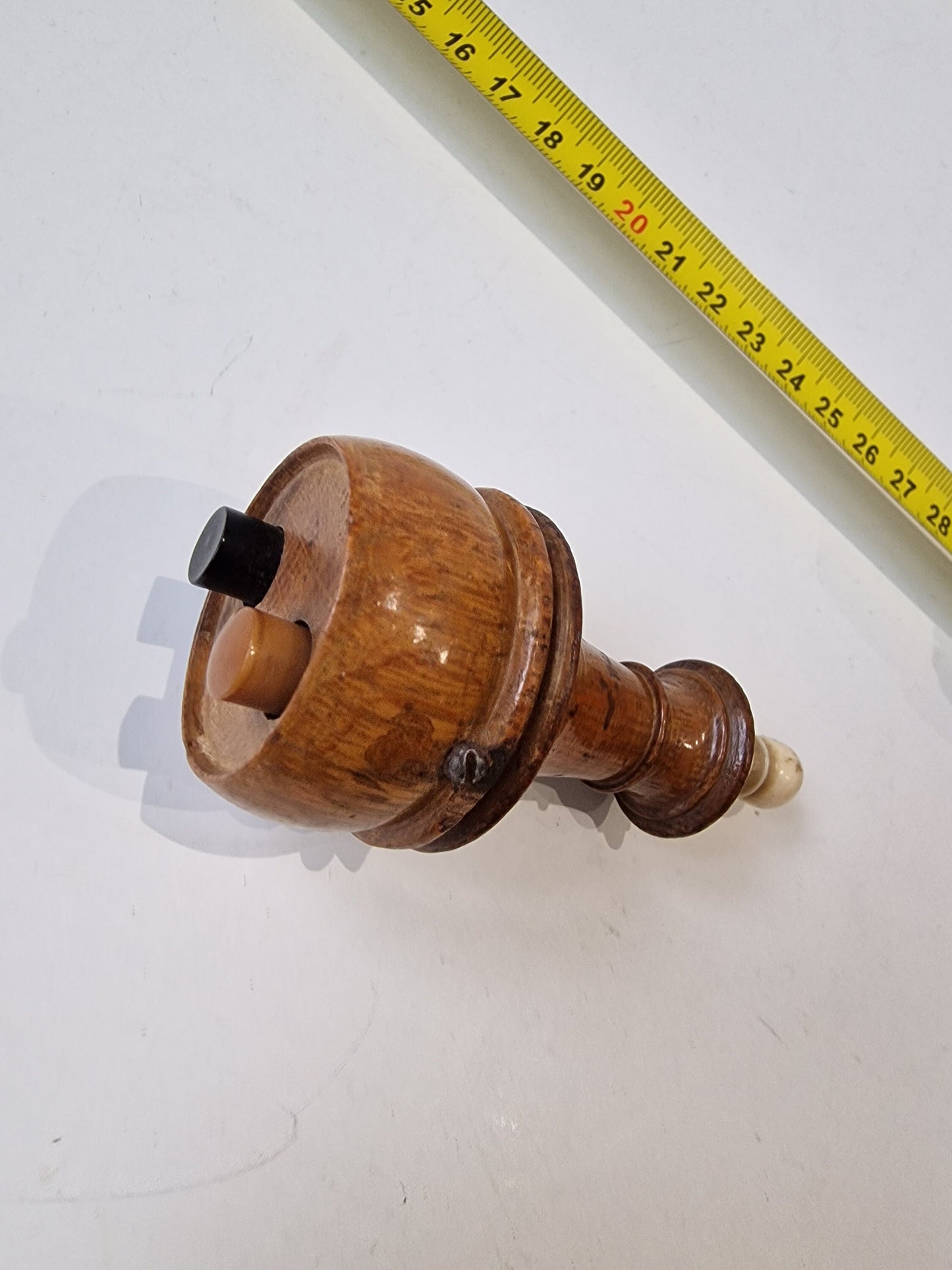 Antique Dutch Art Nouveau Butler Bell, Wood & Bakelite Push Button