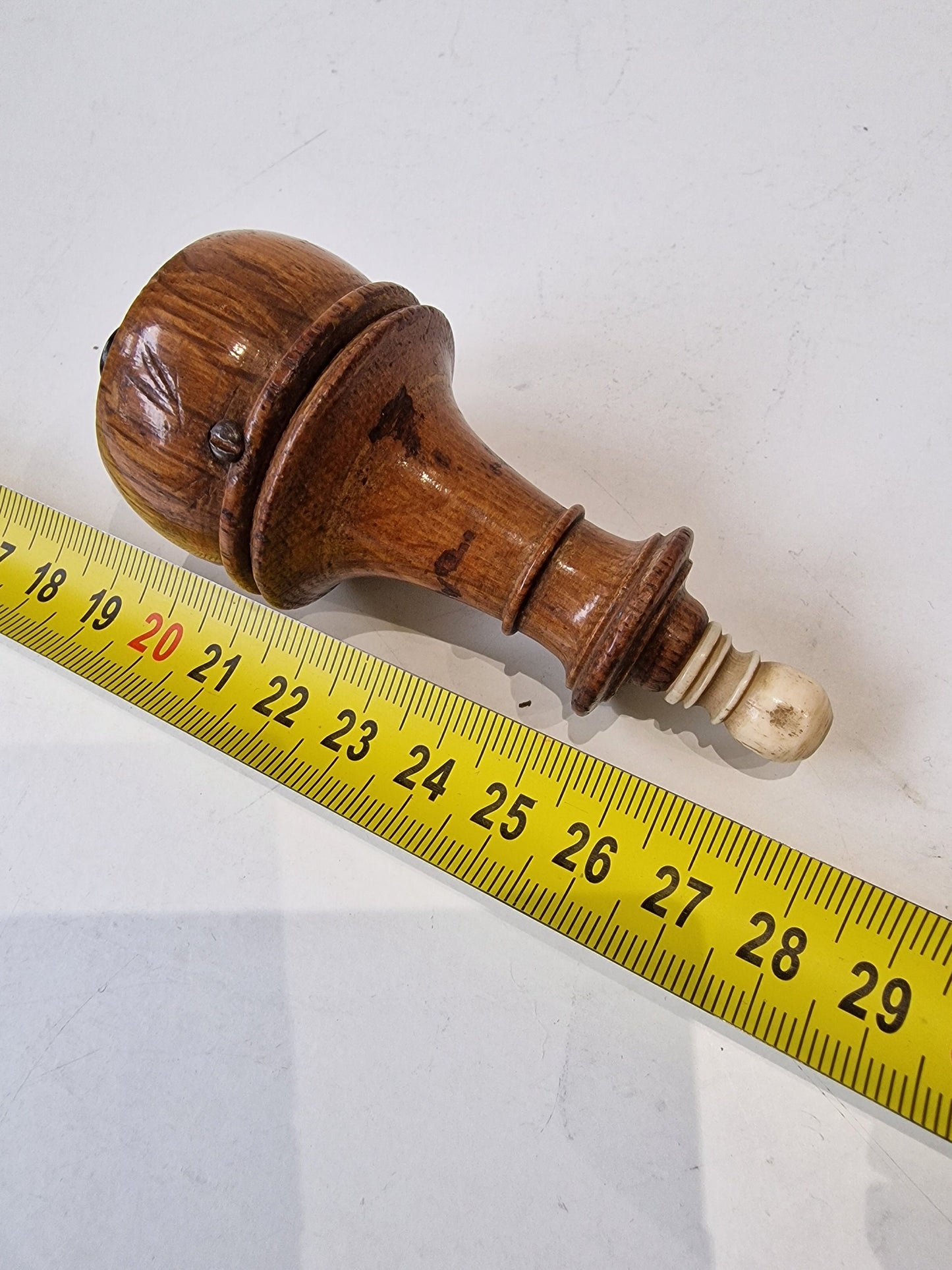 Antique Dutch Art Nouveau Butler Bell, Wood & Bakelite Push Button