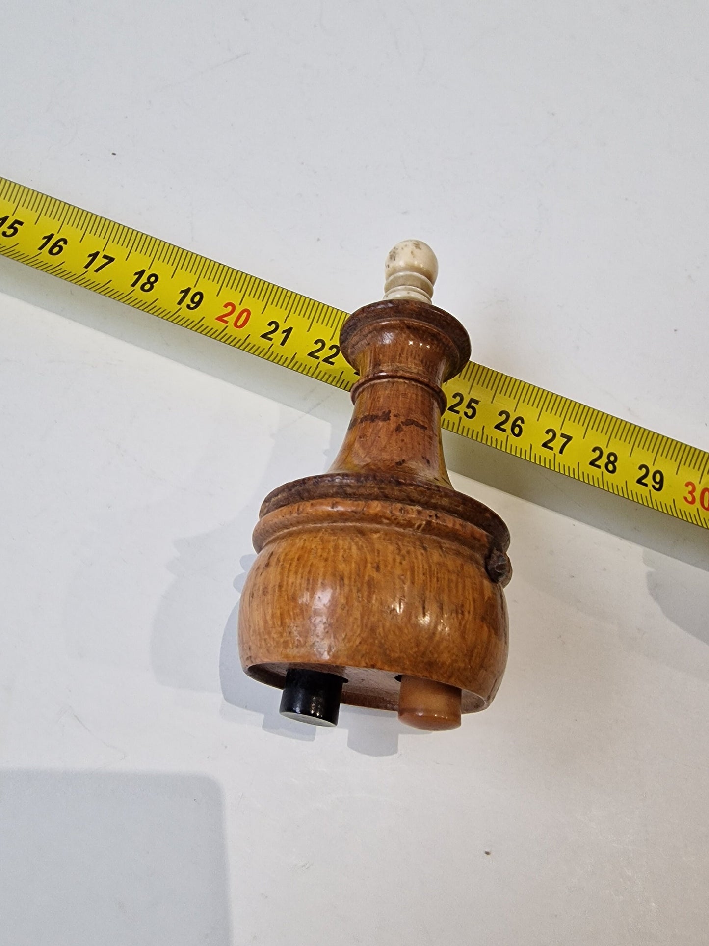 Antique Dutch Art Nouveau Butler Bell, Wood & Bakelite Push Button