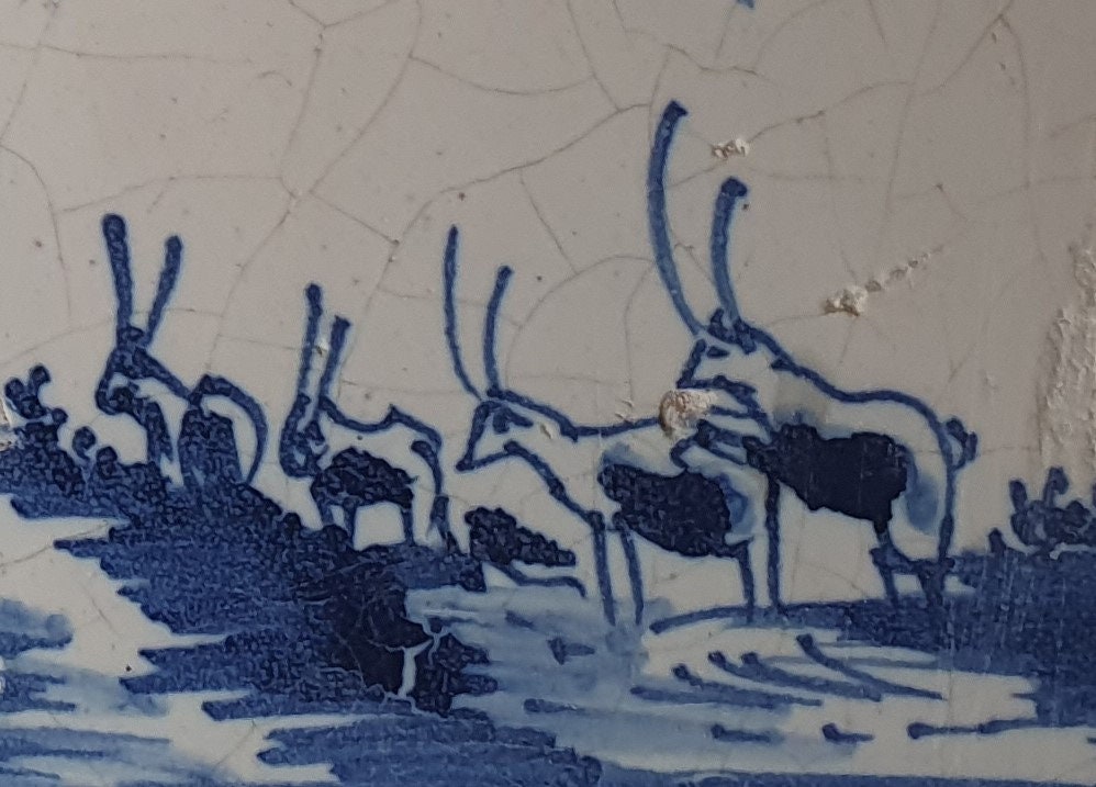 Antique Delft Tile, ca 1700, Dutch Holland Scene