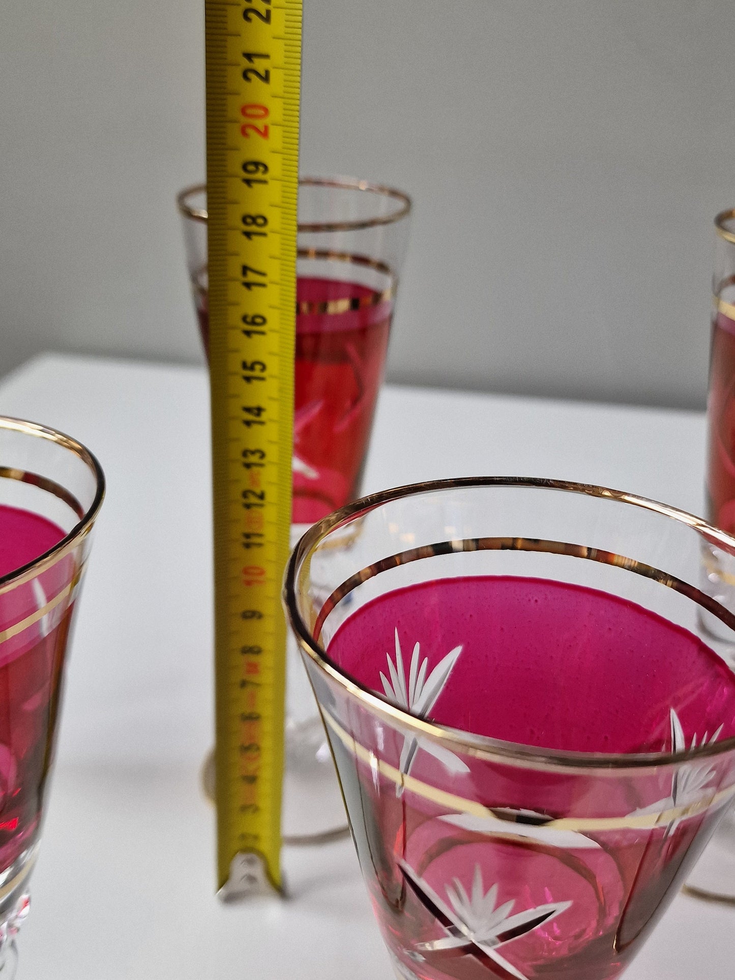 Engraved Bohemian Crystal Champagne Flutes, Gilded Rim