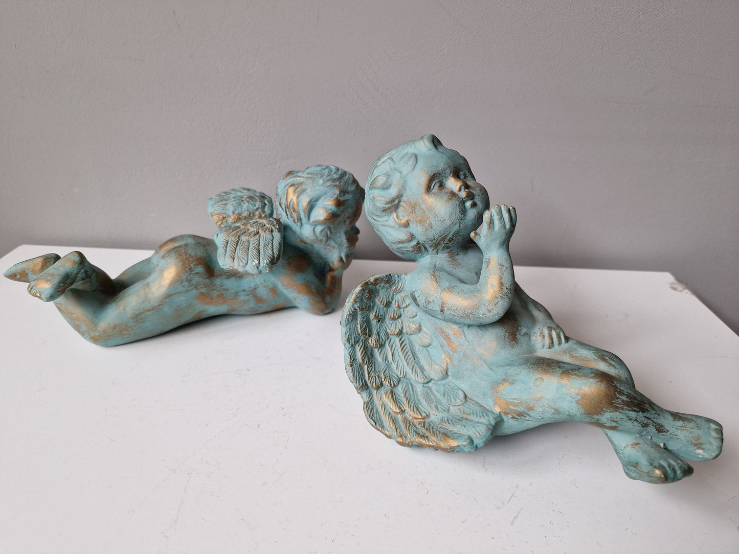 Ceramic Garden Angel Statue, Bronze Accent, Sweet Memory Decor
