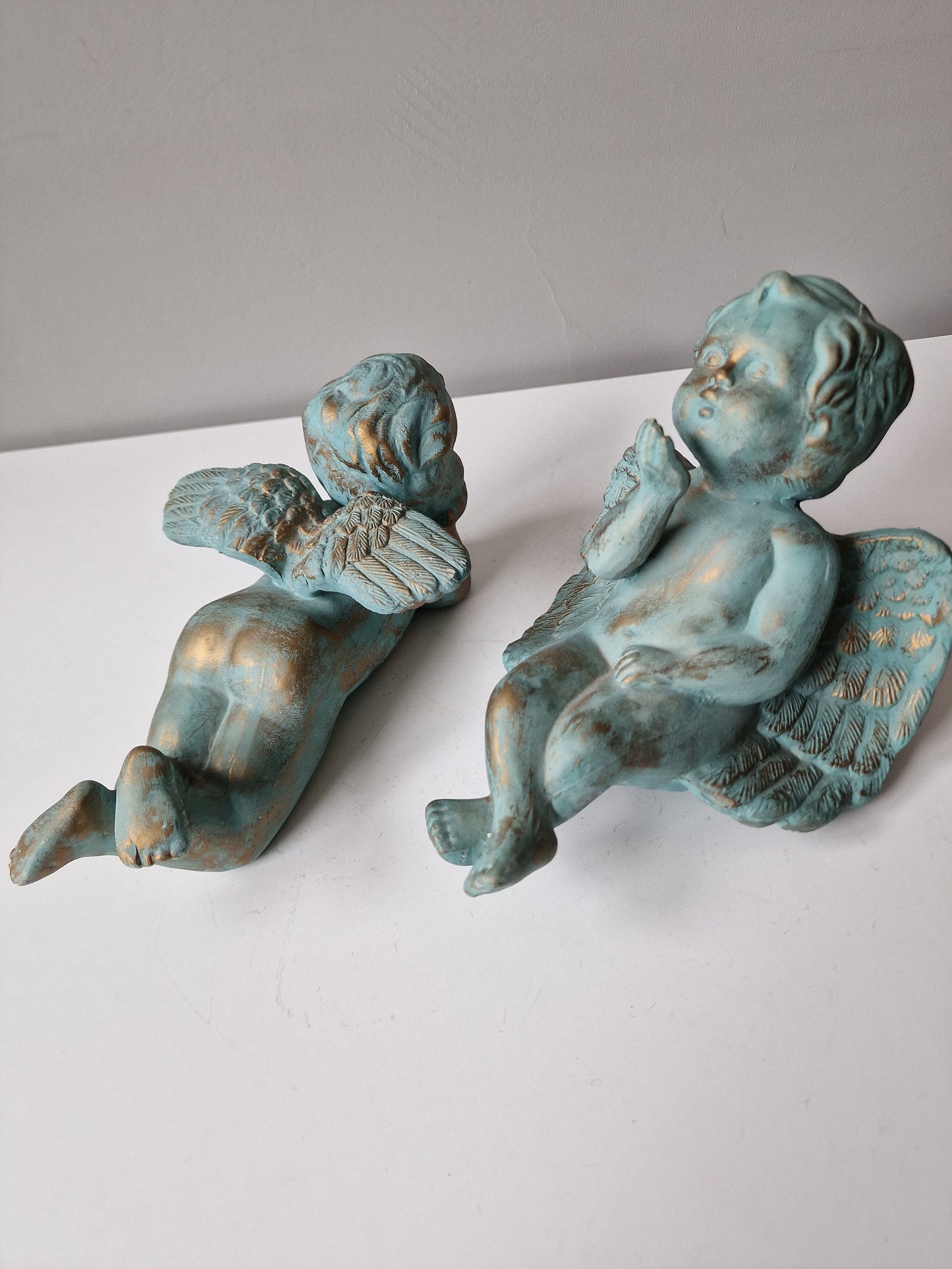 Ceramic Garden Angel Statue, Bronze Accent, Sweet Memory Decor