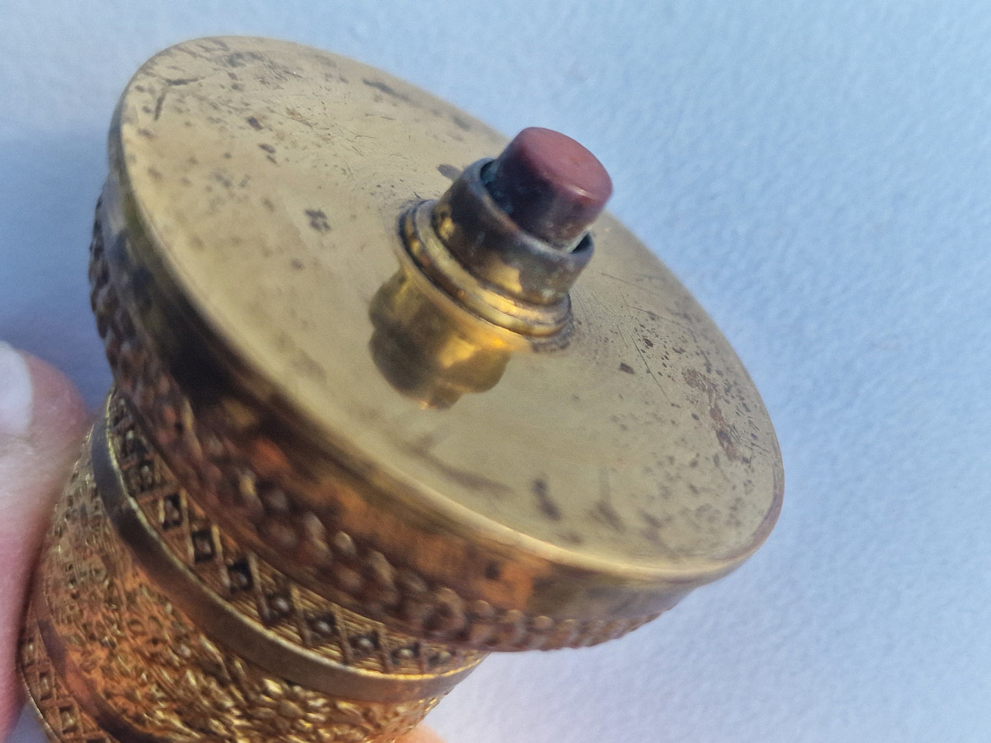 Antique Brass Art Nouveau Butler Bell with Push Button