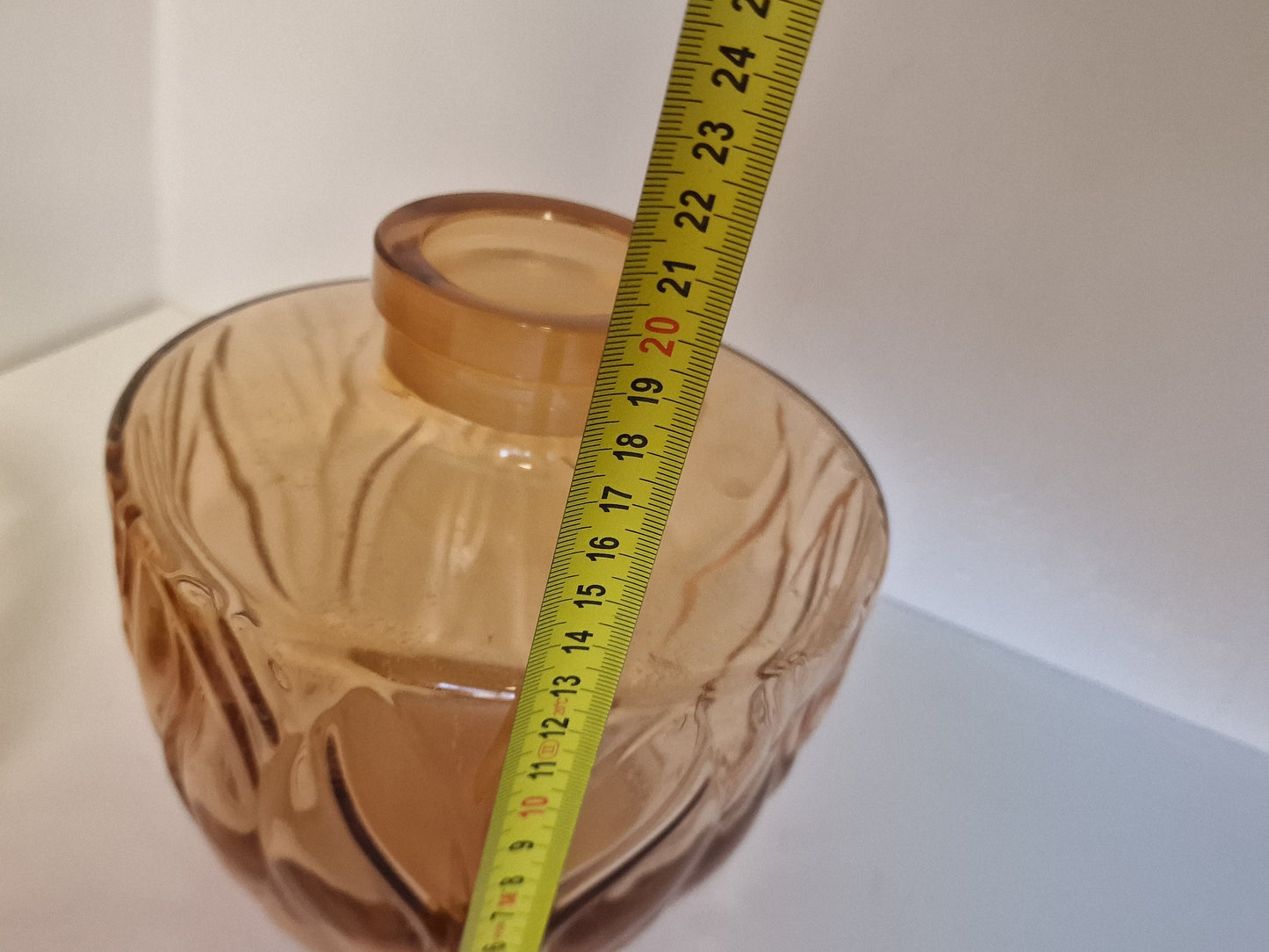 Signed large Faberge Crystal Vases, Amber Rosegold, XL, Pair authentic Fabergé