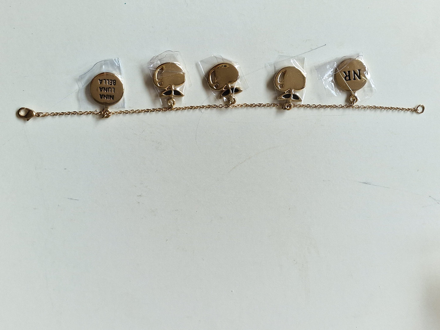 Vintage NINA RICCI Gold Plated Apple Charm Bracelet, Unused