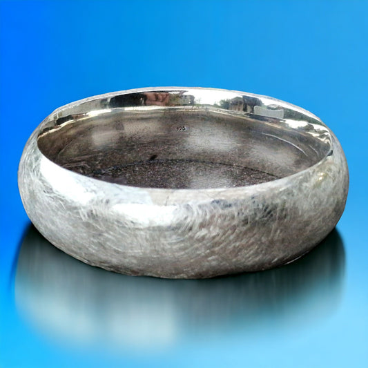 Scandinavian Brushed Sterling Silver Cuff Bracelet, Heavy Designer Bangle