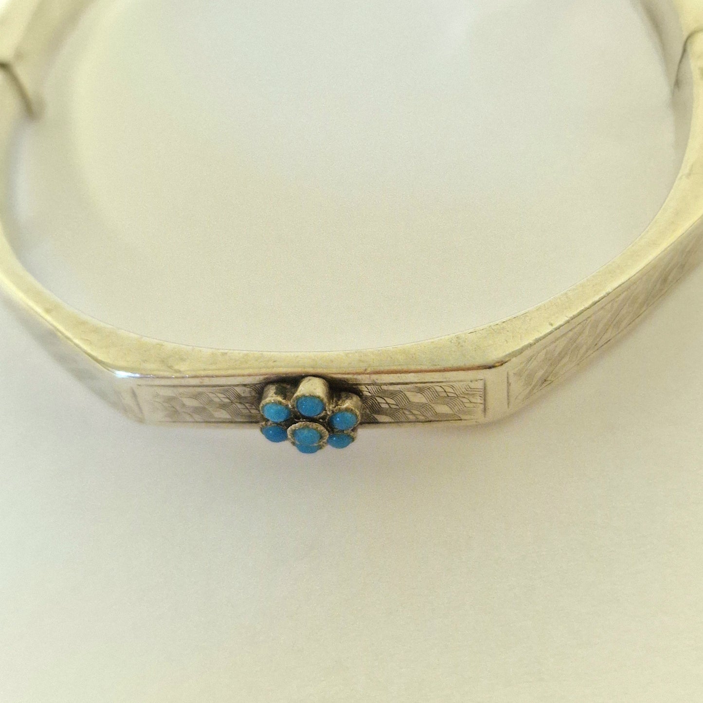 Turkoois  silver manchet bracelet massief massive, safety chain turkoise turquoise zilver  exotic armband