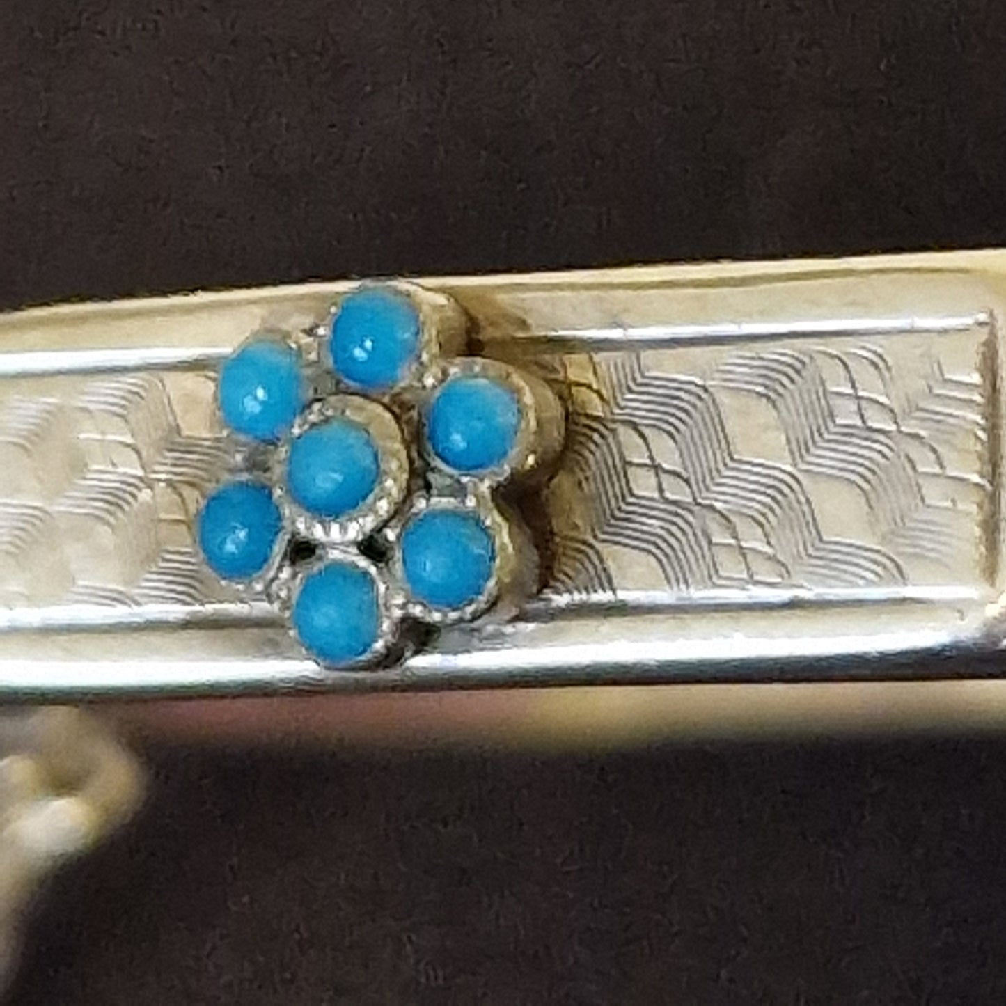 Turkoois  silver manchet bracelet massief massive, safety chain turkoise turquoise zilver  exotic armband