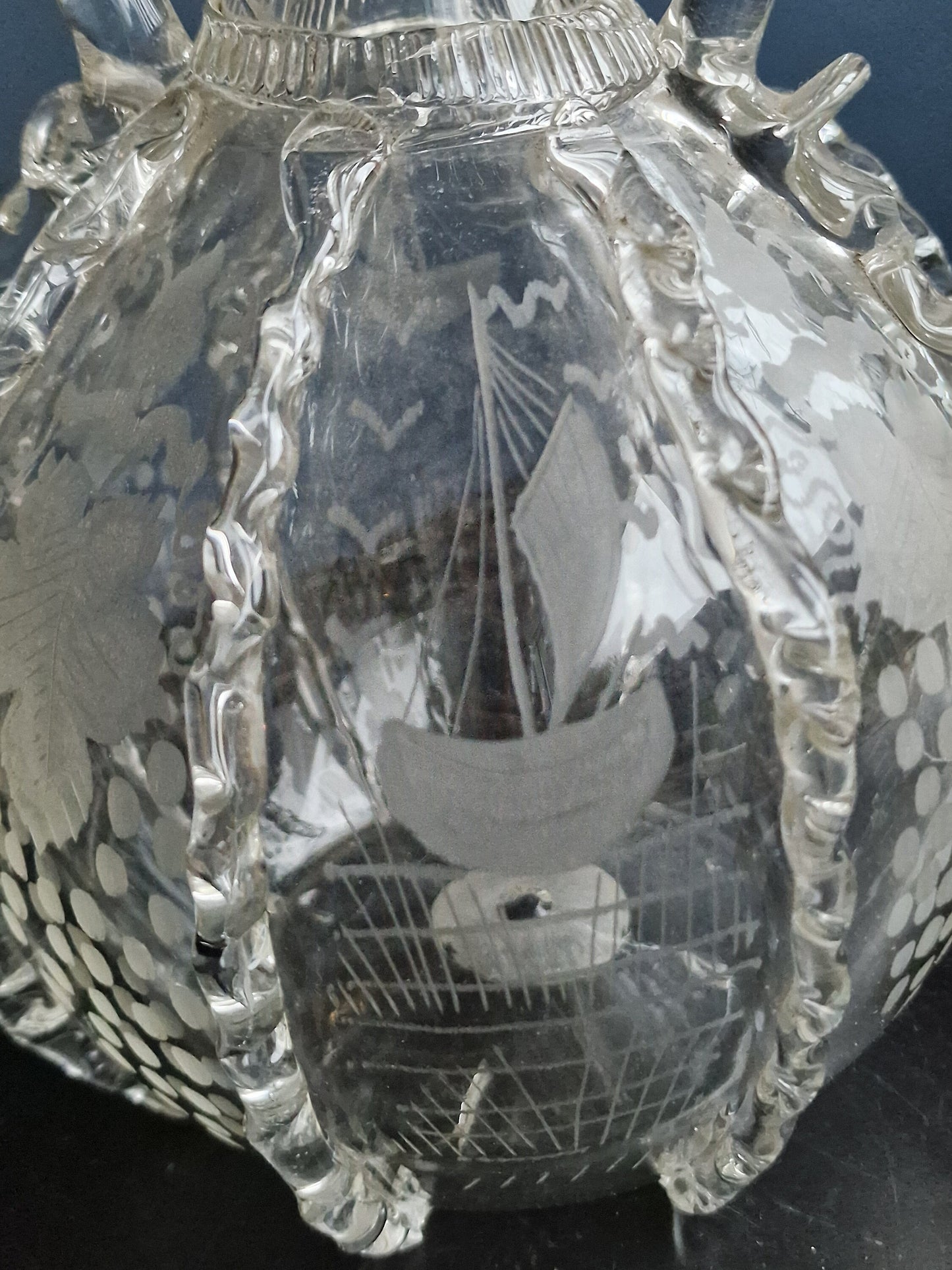 antieke Glazen bruidsfles, 19e eeuw  Hollandse friesche cultuur, dutch brides flask karaf