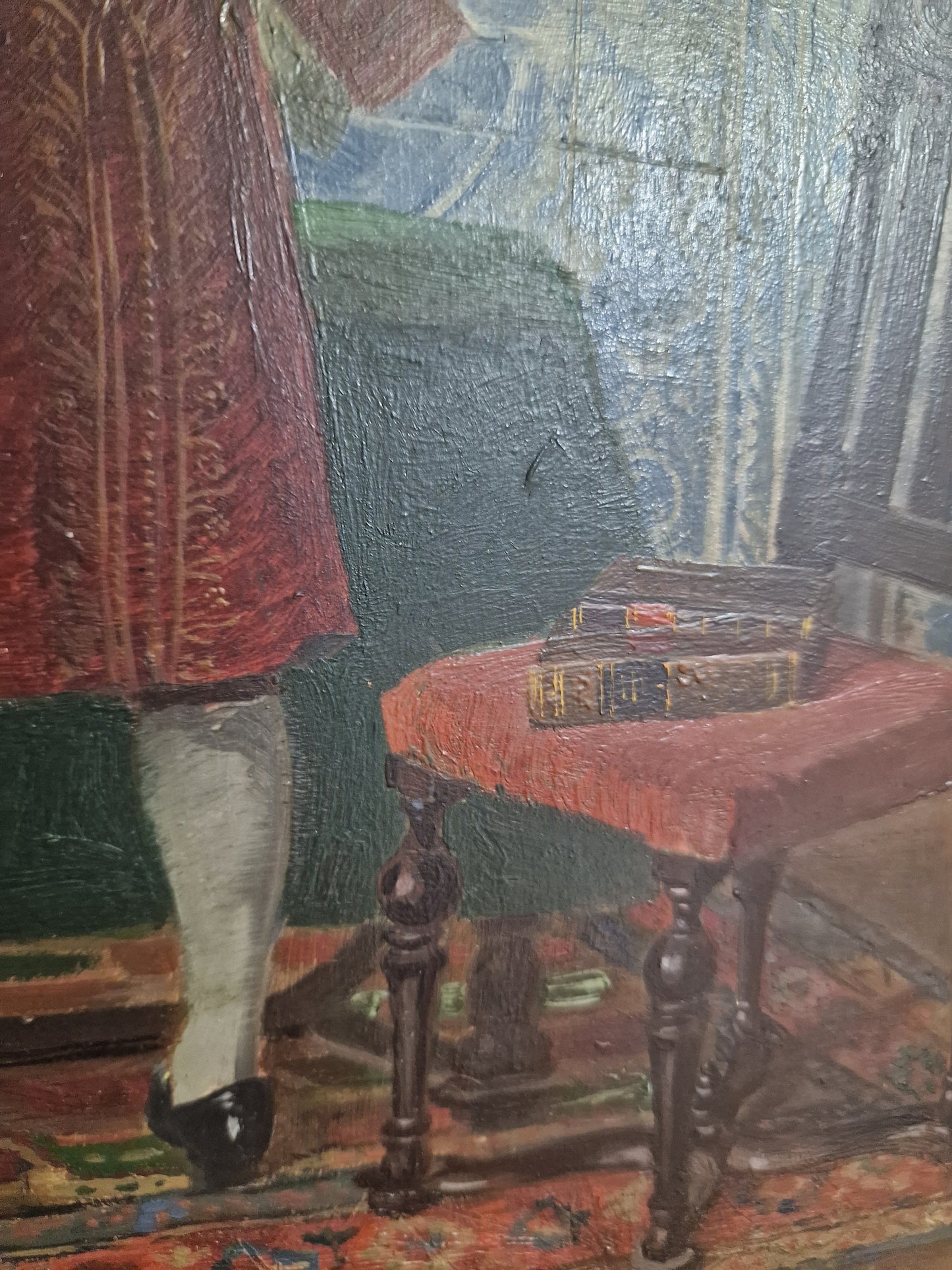 Carl Plinke Oil Painting – 18th Century Interior Scene, Men Around Globe