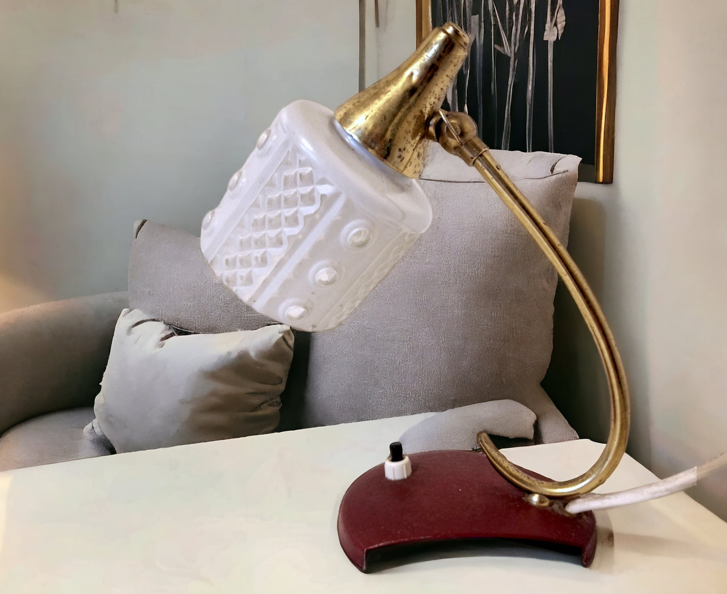 TEMDE Swiss Vintage 50s Table Lamp, Mid-Century Bedside Light