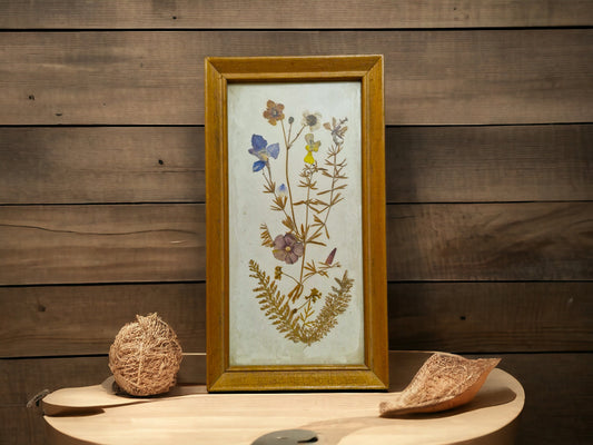 Vintage Framed Dried Flower Bouquet, Romantic Wall Decor