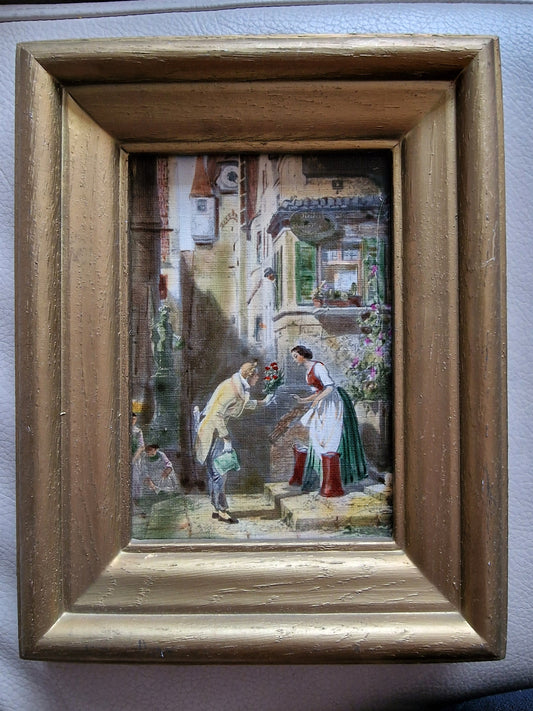 Framed Oil Painting on Panel, After Carl Spitzweg, German Art