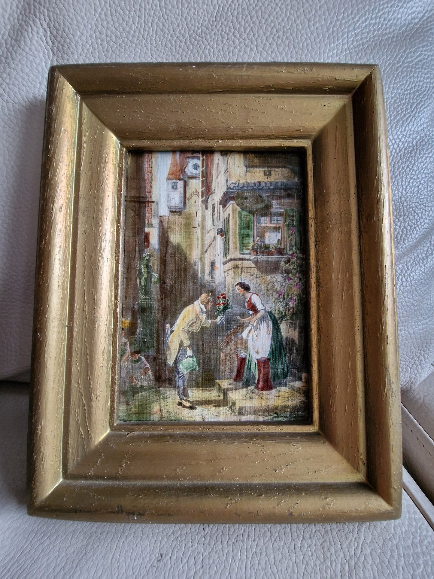 Framed Oil Painting on Panel, After Carl Spitzweg, German Art