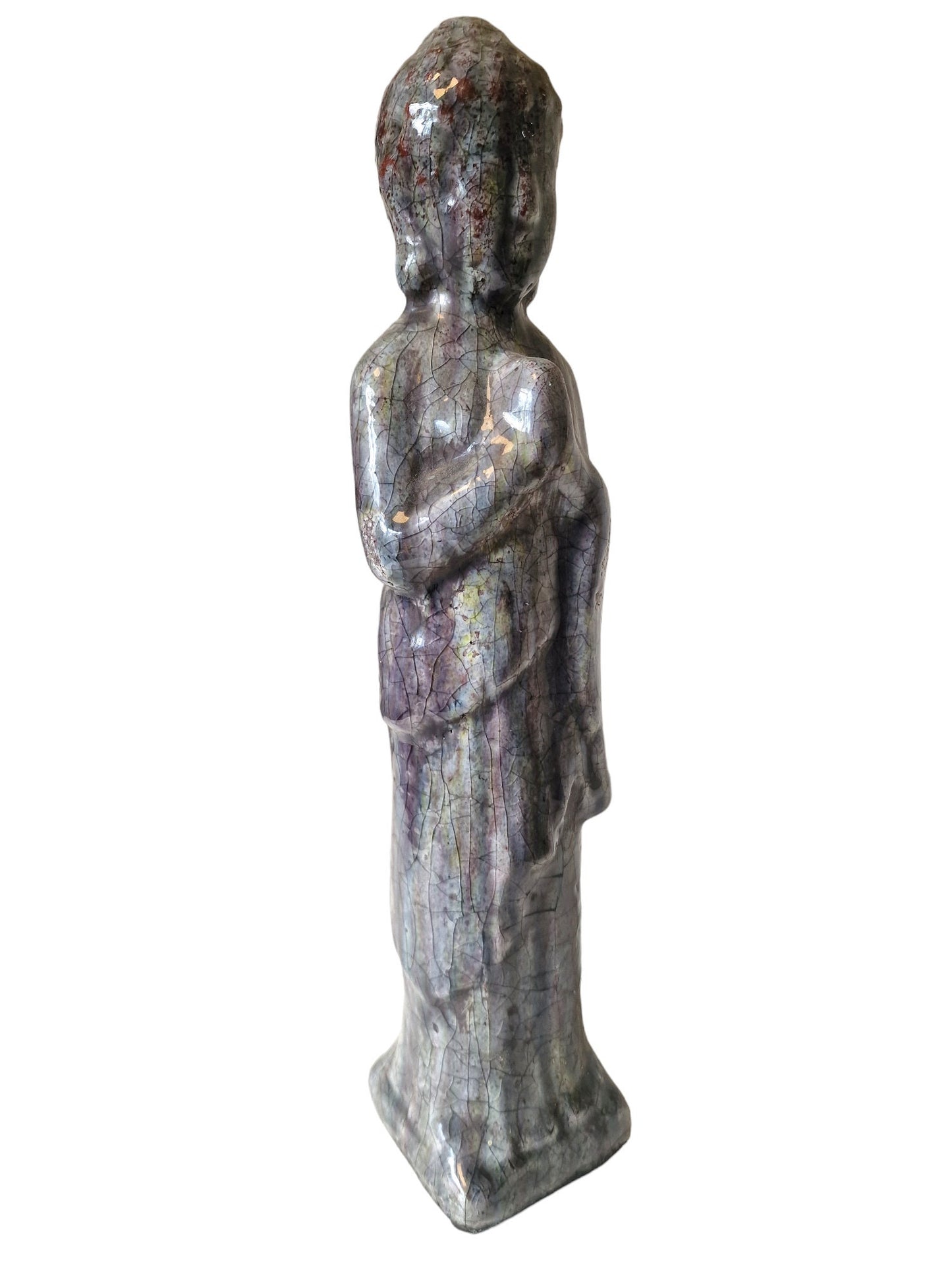 38 cm Large Raku glaze ceramic Buddha vintage lusterglaze lusterglazuur boedha old vintage