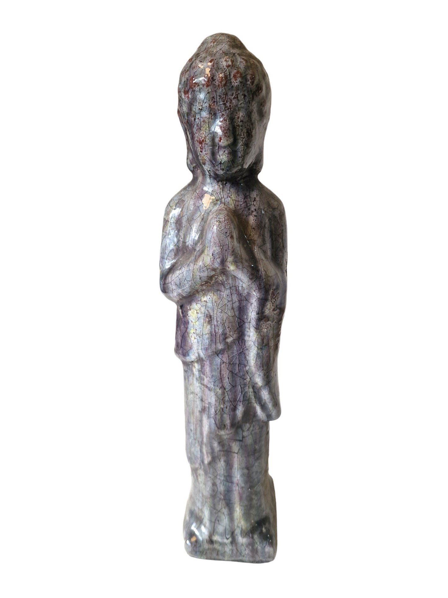 38 cm Large Raku glaze ceramic Buddha vintage lusterglaze lusterglazuur boedha old vintage
