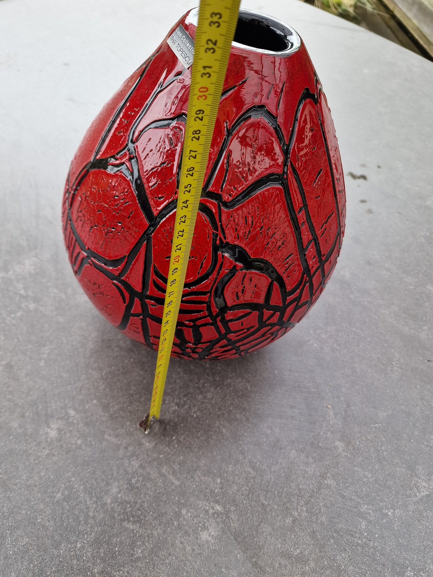 Mihai Topescu Art Glass Vase, XL Red Gallery Vase, Signed