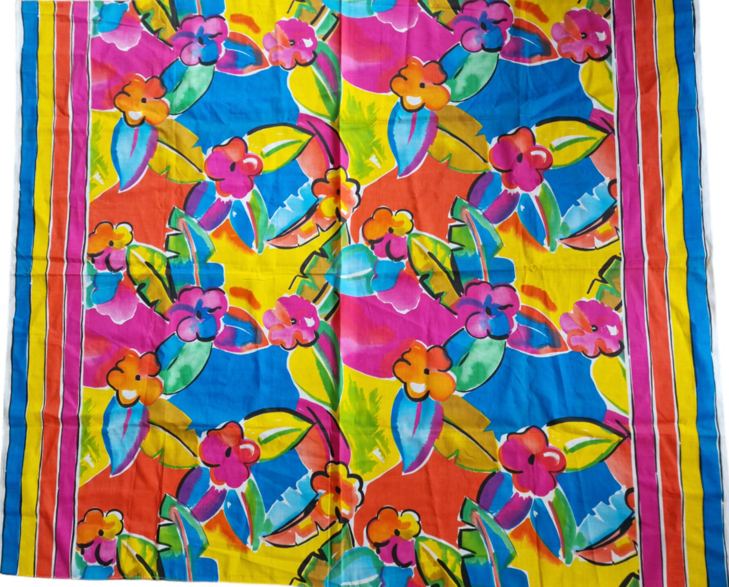 Mary Quant Giclee Linen Fabric, Colorful Floral Print (130 x 155 cm)