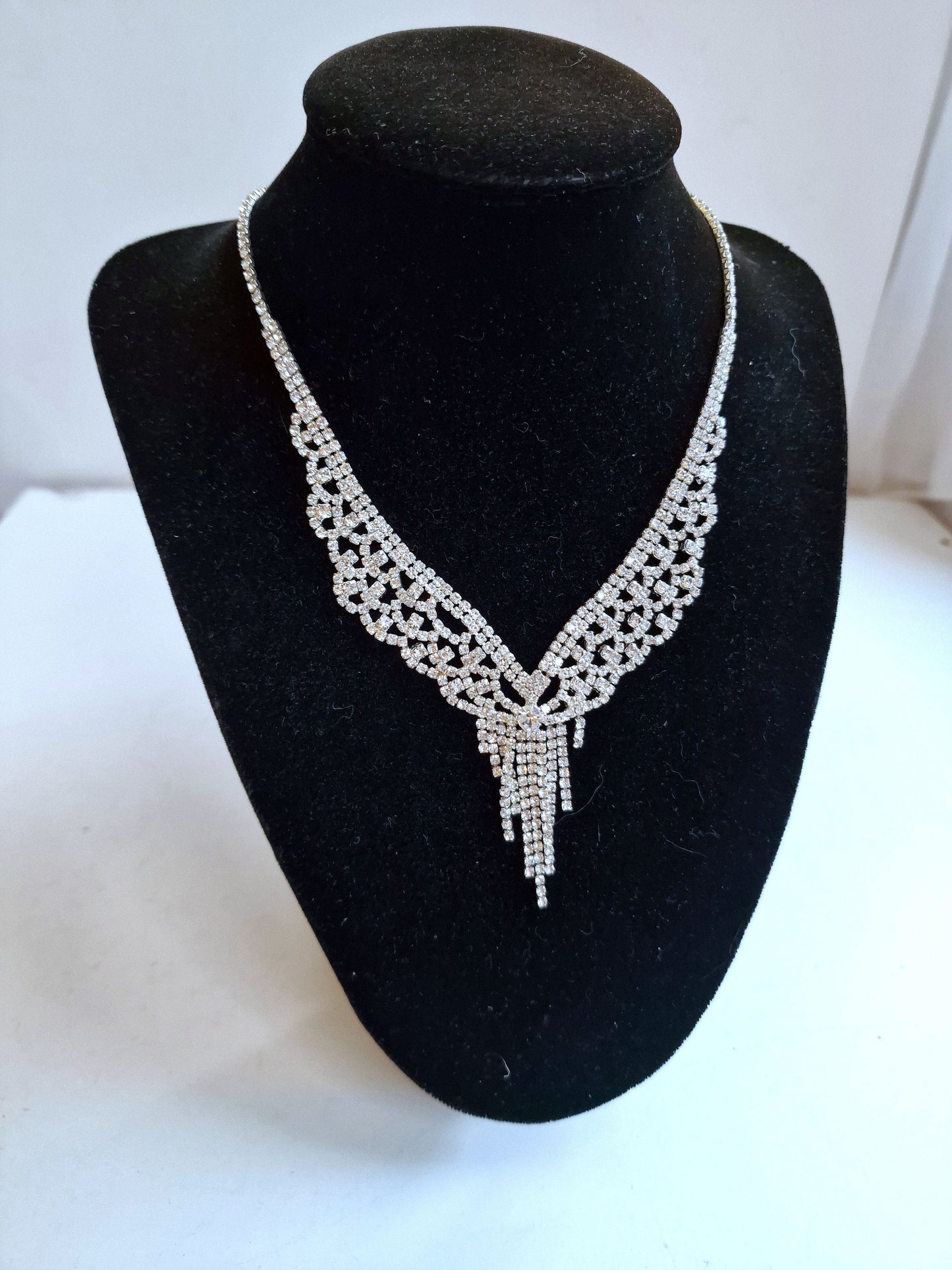 Joan Rivers Silver Rhinestone Bridal Statement Necklace