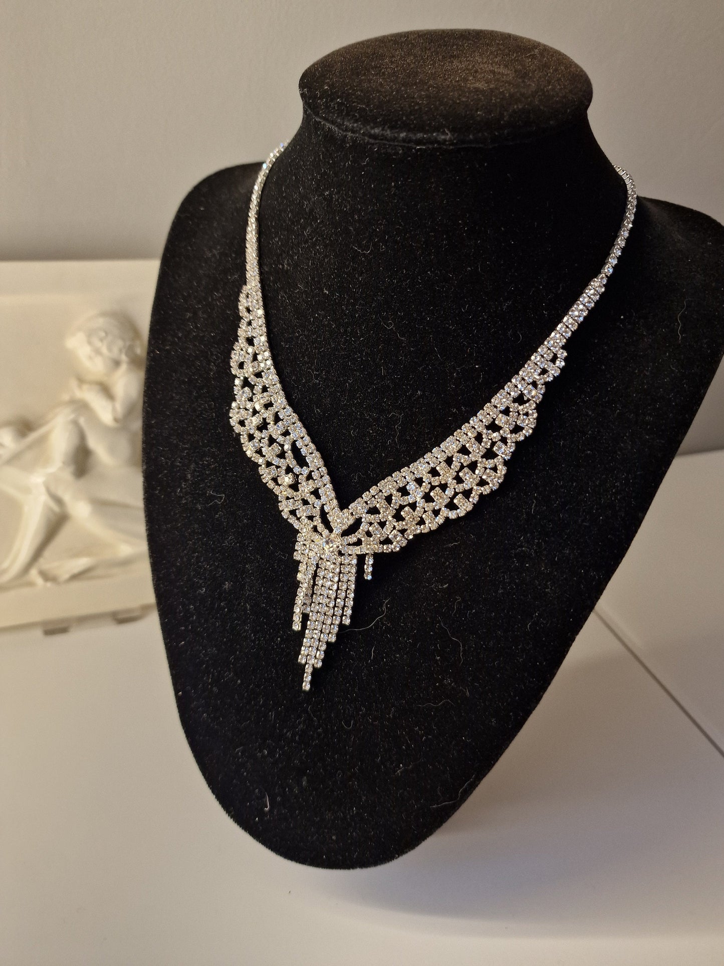 Joan Rivers Silver Rhinestone Bridal Statement Necklace
